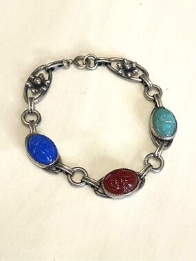 Vintage Scarab Glass Bracelet